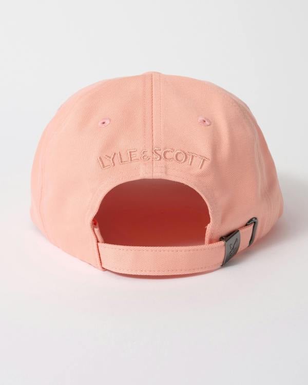 back of Lyle & Scott Baseball Cap in Y120 Pink Grapefruit