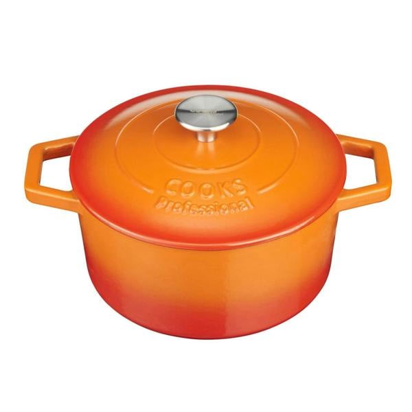 Cooks Professional 20cm Cast Iron Casserole | Orange
