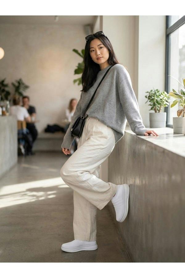 Grace Knit Slip On Trainers - White