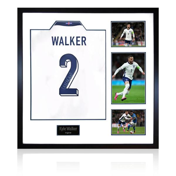 Kyle Walker Signed England Shirt Elite Frame