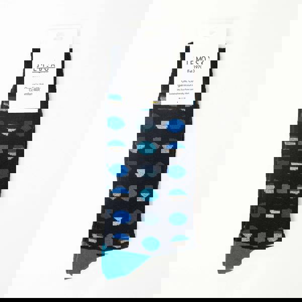 Jemsox Circle Geo Turquoise Mens Socks | Organic Cotton & Comfort Top