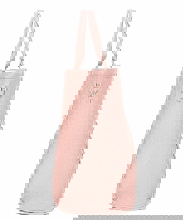 Kitise Large Textured Leather Embossed Logo Structured Tote Bag