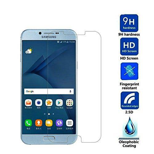 Samsung Galaxy A8 2016 Protector, Tempered Glass Protective Films Invisible Transparent Clear Protection Display Shield - (Pack of 2)