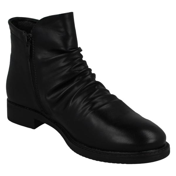 Spot On Ladies Spot On Low Heel Rouched Ankle Boot F51031