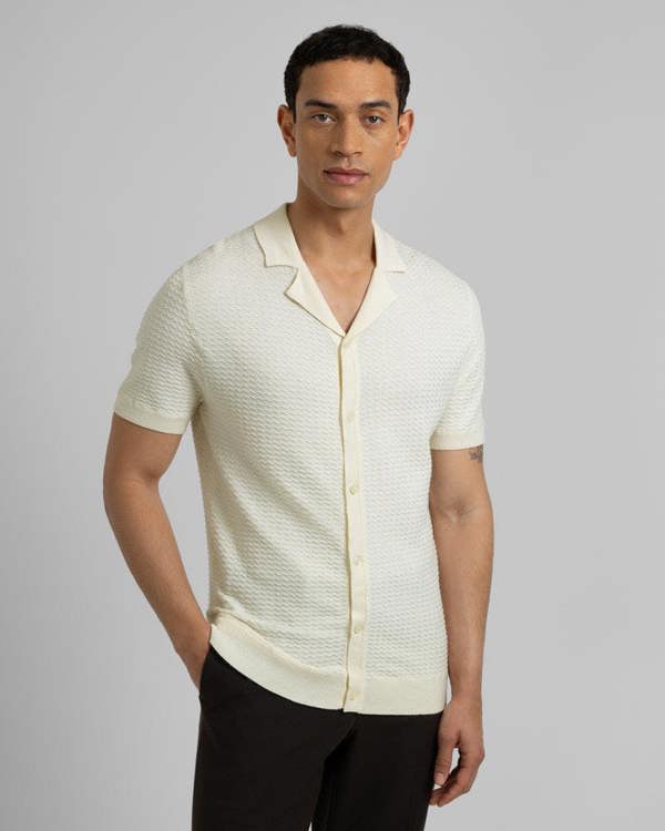 Steel & Jelly Aldgate - Chevron Textured Knitted Short Sleeve Shirt