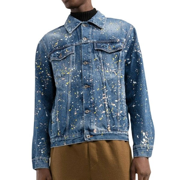 Off-White Paint Splatter Skate Fit Blue Denim Jacket S