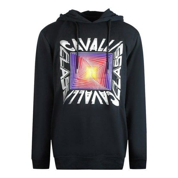 Cavalli Class Asymmetric Box Design Black Hoodie M