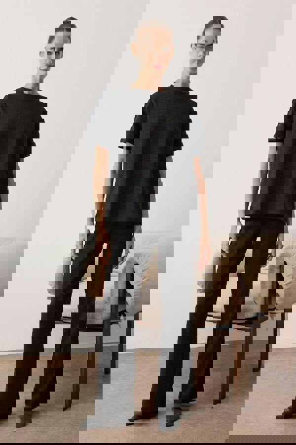 WOVCOR 2-Piece Waffle Textured Knit Pajama Set with Waist Tie Detail