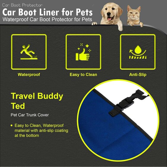 ATEK Waterproof Car Rear Seat Cover Boot Liner Mat Protector Floor Trunk Dog (blue) Protecting Car Boots Rear Seats Vehicle Interiors From Dog Hair