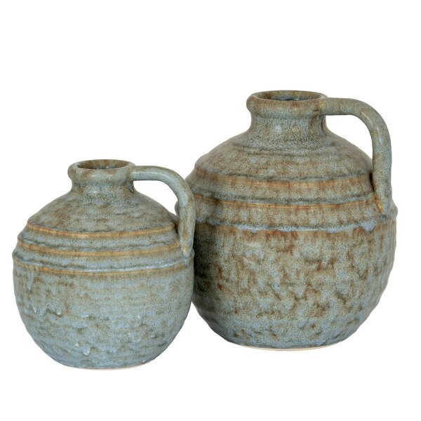 Wyld Haus Kala Large Rustic Ceramic Jug Bottle Vase with Handle