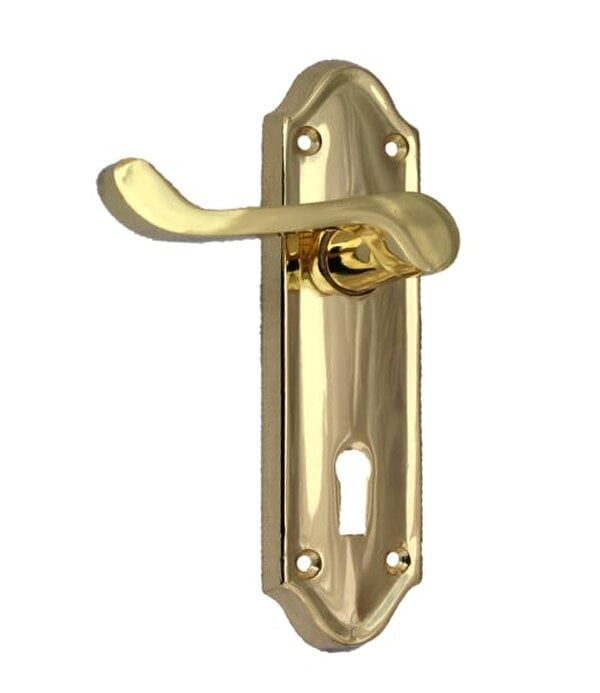 EDH Door Hardware Askworth Brass Plate Internal Lock Door Handles+ 3 Lever Mortice Sash Lock-170mm