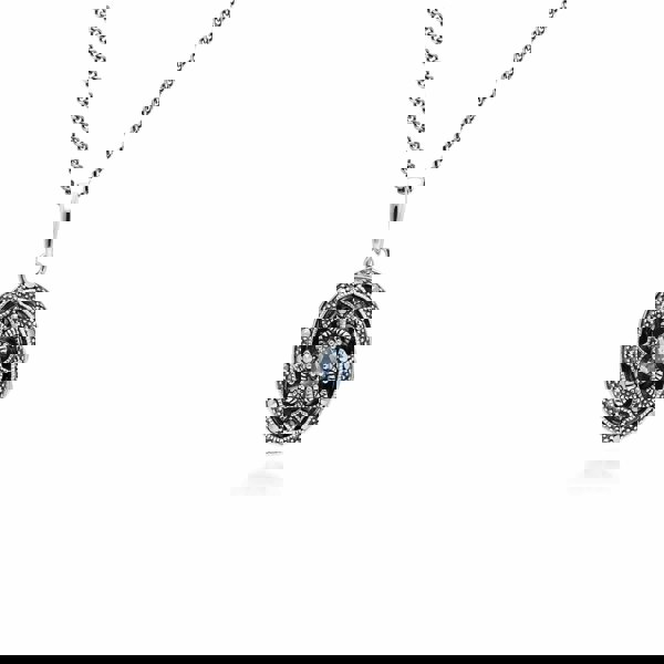 214N716208925 Art Nouveau Style Oval Topaz & Marcasite Locket Necklace in 925 Sterling Silver 1