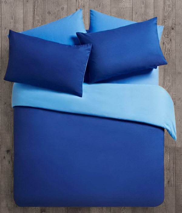 Velosso Teddy Fleece Duvet Cover & Pillowcase Set in French Blue - Cosy Bedding Ensemble with Button Enclosure