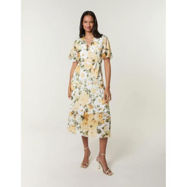 Blue Vanilla Short Sleeve Wrap Pleat Dress