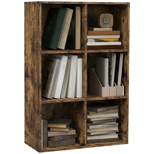 Wyld Haus Ridiyo Wood Rustic Brown 6 Cube Storage Bookcase
