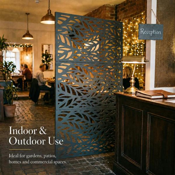 Nicoman Metal Indoor/Outdoor Privacy Screen 90cm x 180cm - Leaf