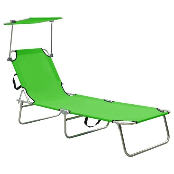 Berkfield Folding Sun Lounger with Canopy Steel Apple Green