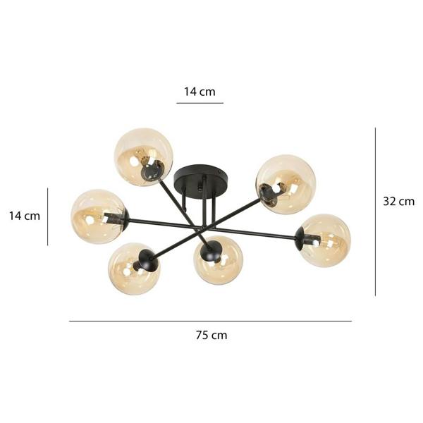 Emibig BRENDI Ceiling lamp  6 x E14 Black with Amber Shade