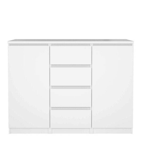 Wyld Haus Budapest White Wooden Sideboard 4 Drawers 2 Doors