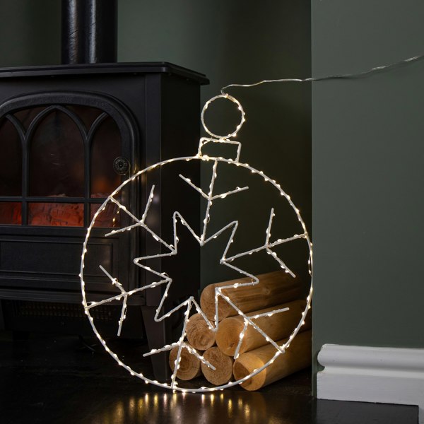 Samuel Alexander 48cm x 38cm Light up Hanging Christmas Snowflake Bauble with 250 Warm White LEDs