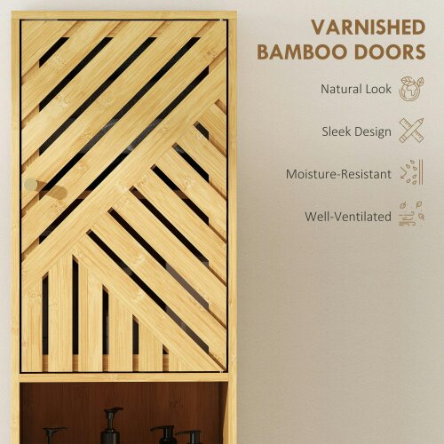 Wyld Haus Hami Bathroom Storage Cabinet With Bamboo Door And Multi Storage Layout Natural Finish