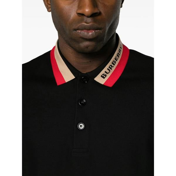 Burberry Contrasting Collar Polo Shirt   in  Black