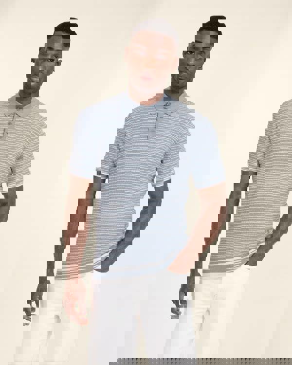 Larsson & Co Knitted Polo Shirt With Horizontal Stripe