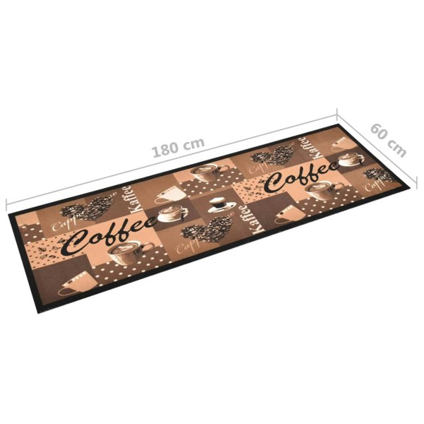 Berkfield Kitchen Carpet Washable Coffee brown 60x180 cm