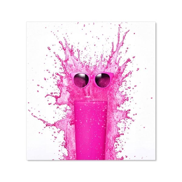 Warren Reed - Designer Pink Splashart Glass With Glasses Kitchen Splashback