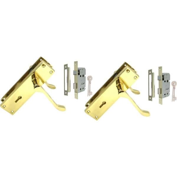 EDH Door Hardware Lock Door Handles Modern Brass Victorian Scroll Door Handle +3 Lever Sash Lock2