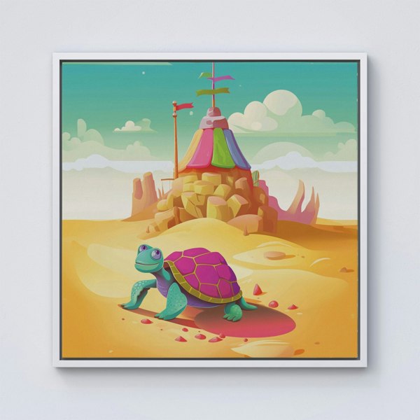 Warren Reed Turtle On A Beach Holiday Framed Canvas