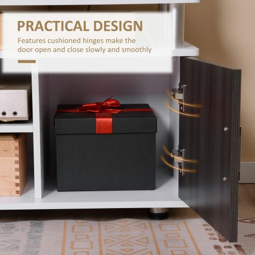 Wyld Haus Mihavi 120cm Wooden Grey And White Media Console With Shelf And Cupboards For TVs Up To 50 Inches