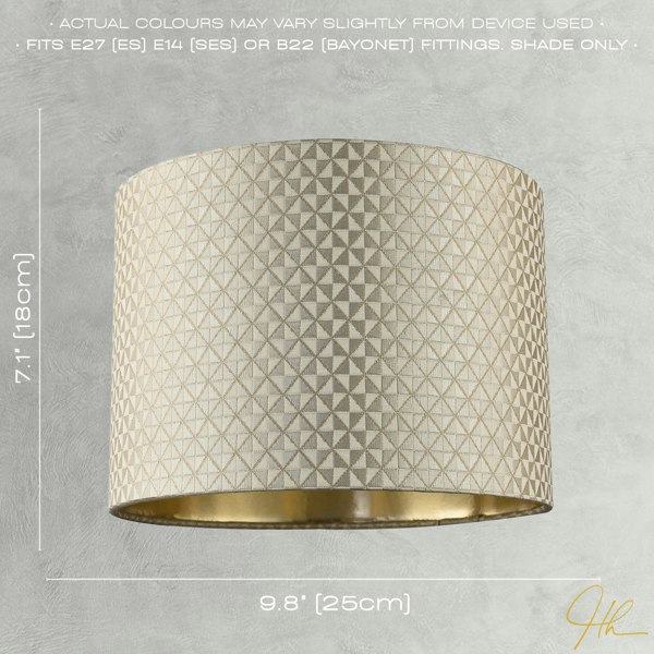 Light Shimmer Taupe Drum Lamp Shade with Inner Champagne Gold Lining Image 7