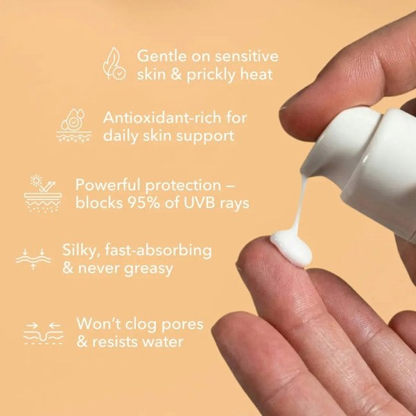 Mineral sunscreen SPF 30 texture dispensed from pump