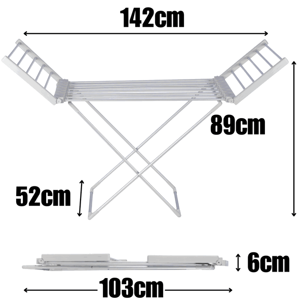 Homefront Heated Clothes Airer Rack Rail, Dryer 220W And Cover - Indoor Portable Eco Dry