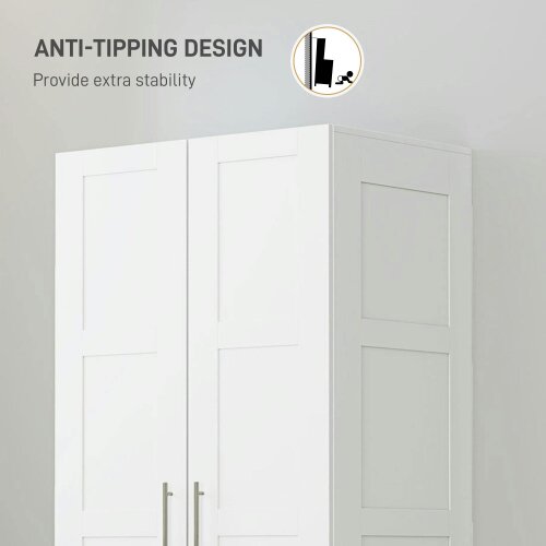 Wyld Haus Coravello Wooden White 2 Door Wardrobe With Hanging Rail and Shelf