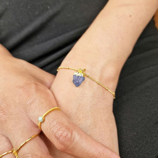 Raw Sapphire September Birthstone Satellite Bracelet