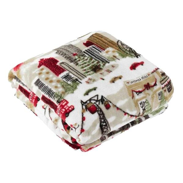 Furn Joy To All Fleece Christmas Throw - Cream