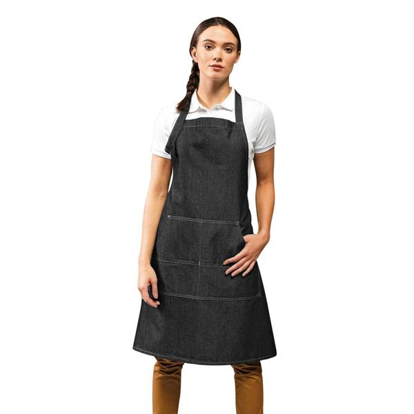 Premier Jeans Stitch Bib Apron (Pack of 2) - Black Denim