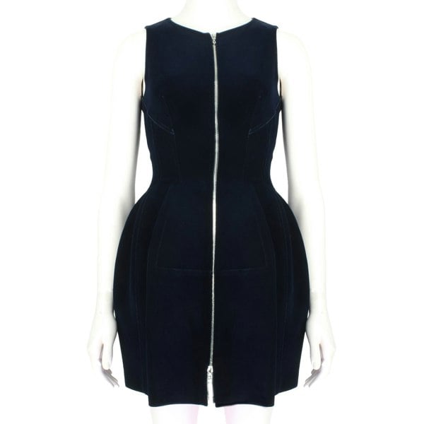Alaia luxurious fit & flare dress in midnight blue velvet