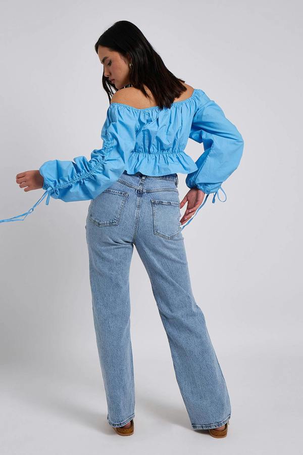 Urban Bliss Blue Drawstring Edge Sleeve Bardot