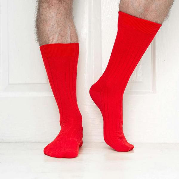 Jemsox 4 Pack - Premium Fine Ribbed Men’s Wedding & Formal Socks – Crimson Red