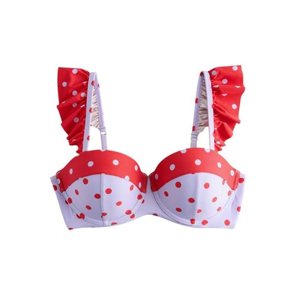 Cath Kidston Womens/Ladies Polka Dot Frill Trim Bikini Top - Red - 