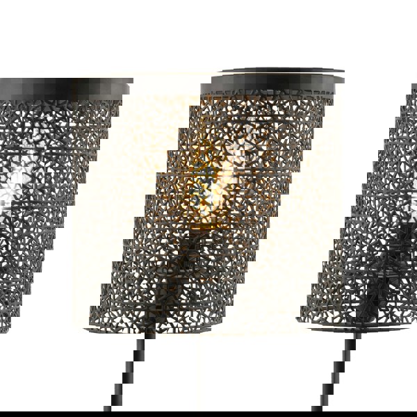 Classic Chic Moroccan Themed Matte Black Table Lamp with Inline Switch Image 3