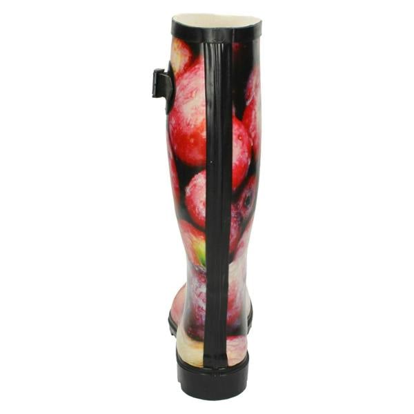 Spot On Ladies Spot On Apple Print Wellington Boot