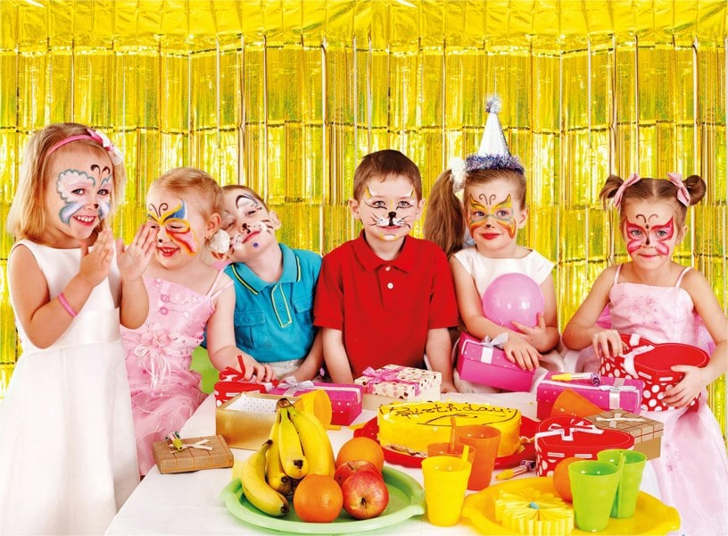 Cheetah Shimmer Tinsel Curtain, 3M x 1M Gold