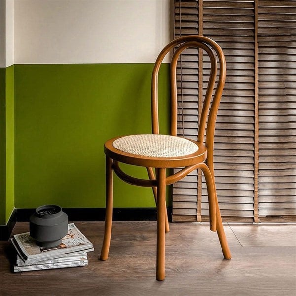 Sonnet Dining Chair, Solid Wood-Weilai Concept-Walnut-Style B (With Rattan Seat)-Weilai Concept