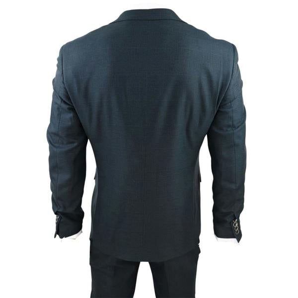 Paul Andrew Mens Olive Green 3 Piece Check Tailored Fit Suit