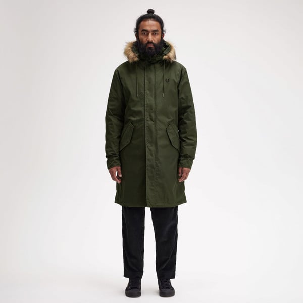 Fred Perry Hooded Parka Jacket - Green