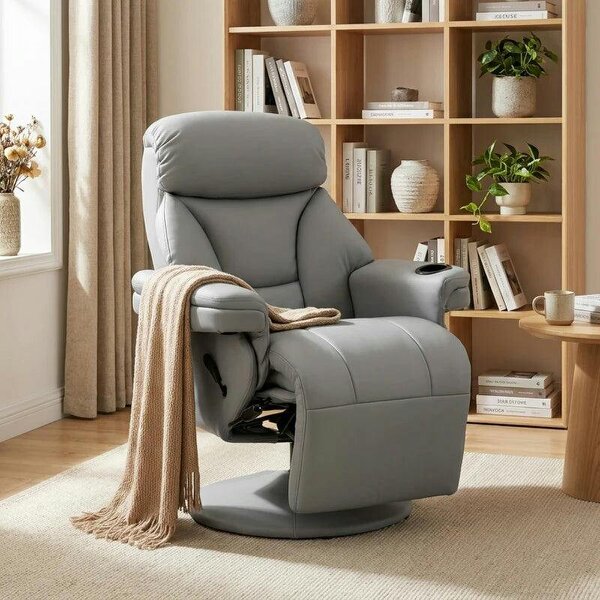 Upholstered Reclining Armchair, Manual Recliner Chair with Footrest and Adjustable Backrest, Grey - Grey